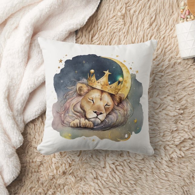 Coussin Joli roi Lion endormi sur la Lune (Couverture)