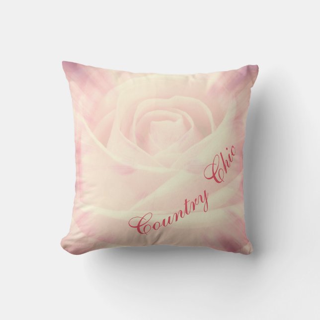 Coussin Joli rose pâle Roses Country Design chic (Recto)