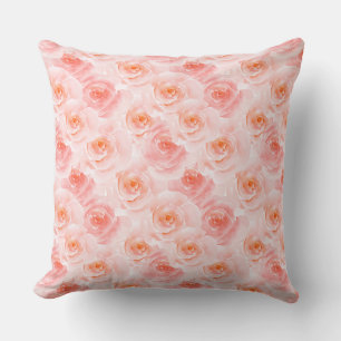 Coussin Joli Roses d'aquarelle rose