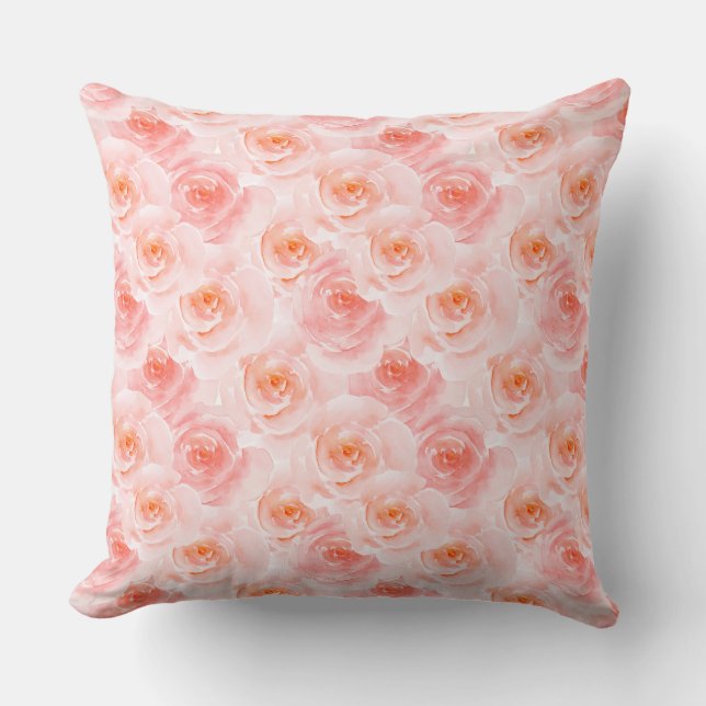 Coussin Joli Roses d'aquarelle rose (Recto)