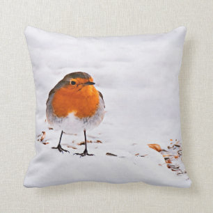 Coussin Joli rouge rouge rouge rouge rouge oiseau neige an