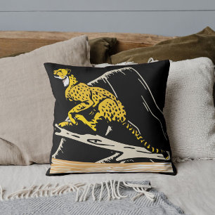 Coussin Joli Safari de Léopard Faune Grand Chat Noir Perso