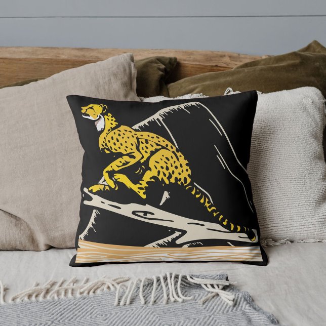 Coussin Joli Safari de Léopard Faune Grand Chat Noir Perso (Créateur téléchargé)