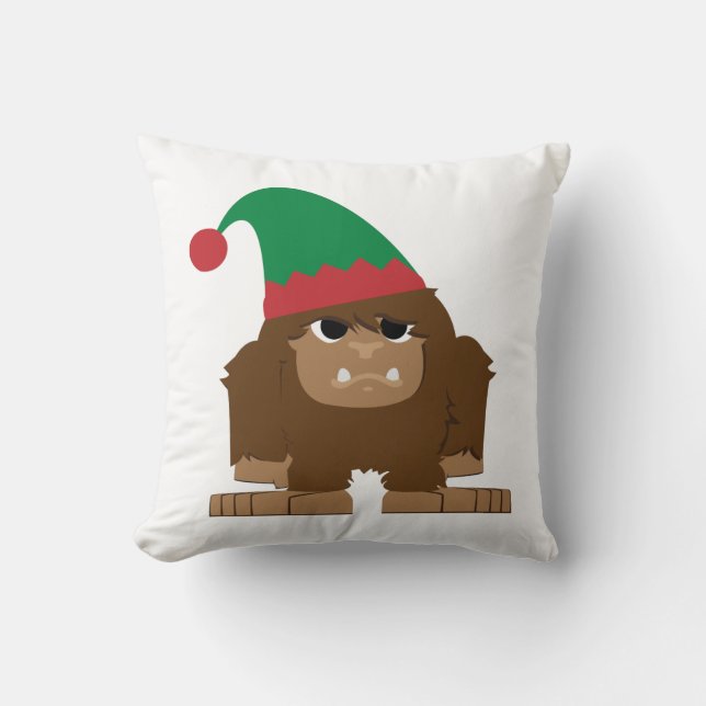 Coussin Joli Sasquatch Elf de Noël (Recto)