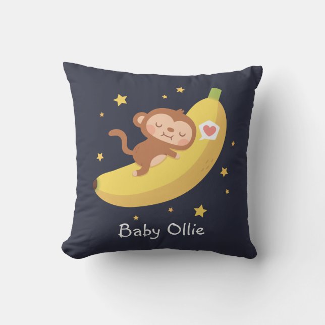 Coussin Joli singe serrant une banane décoration drôle pou (Recto)