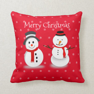 Coussin Joli Snowman hiver Neige Rouge Joyeux Noël Enfant