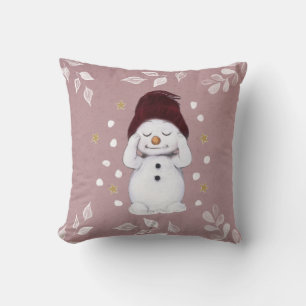 Coussin Joli Snowman Paisible Noël Rose