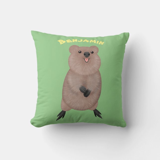 Coussin Joli sourire mignon dessin animé quokka (Recto)
