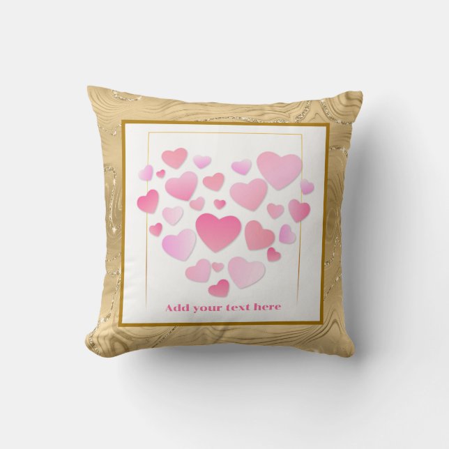 Coussin Joli Style Cœurs Roses Saint Valentin Romantique (Recto)