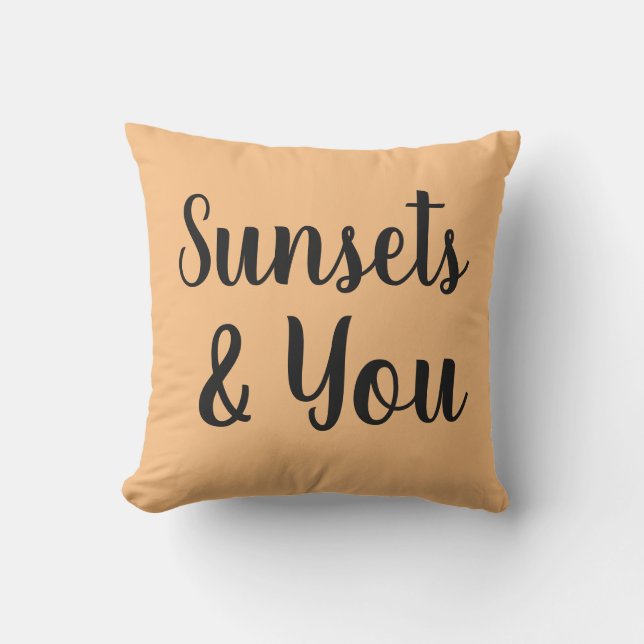 Coussin joli SUNSETS & VOUS lettrant | (Recto)