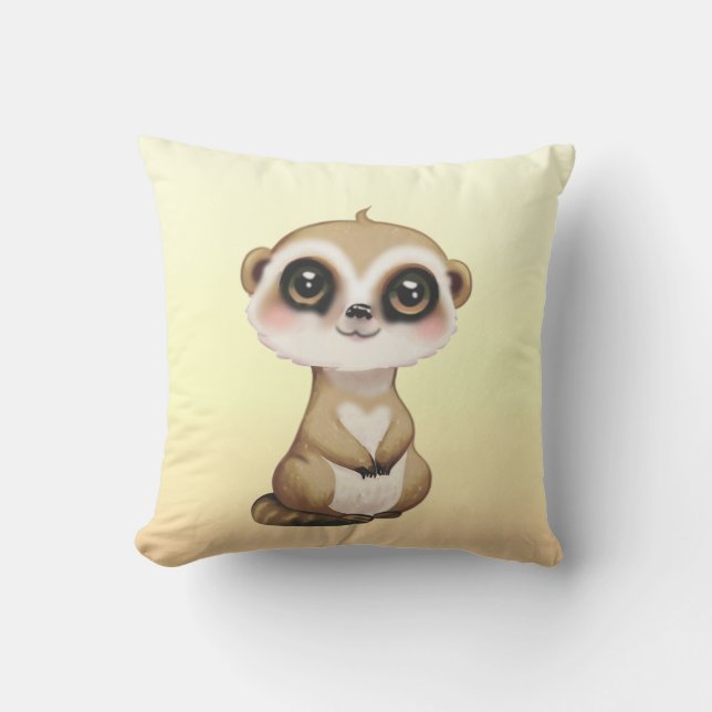 Coussin Joli suricate sur fond beige clair (Recto)