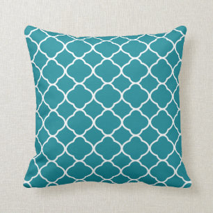 Coussin Joli Teal et carreau blanc de Quatrefoil