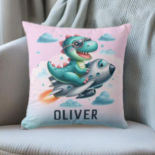 Coussin Joli Trex dinosaure avion volant
