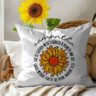 Coussin Joli verset biblique tournesol Proverbes 31