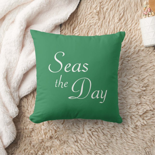 Coussin Joli vert de mer "Seas the Day" Jeu d'oreiller (Couverture)
