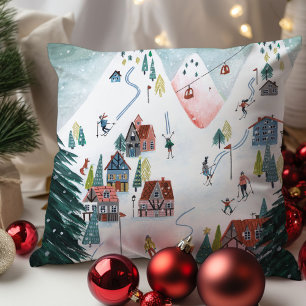 Coussin Joli village de patinage nordique