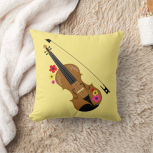 Coussin Joli Violon Avec Fleurs