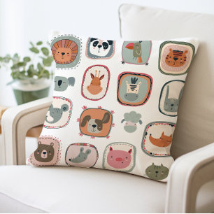 Coussin Joli Visages d'animaux adorable Cartoon amusant en