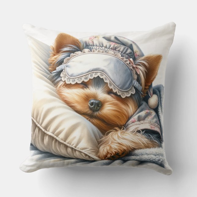 Coussin Joli Yorkshire Terrier endormi (Recto)