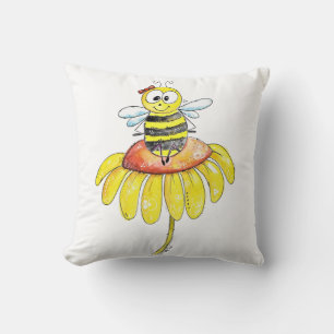 Coussin Jolie abeille fantaisiste sur une fleur