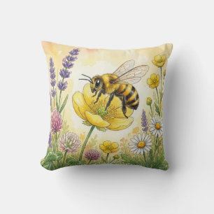 Coussin Jolie abeille sur une fleur Petits insectes