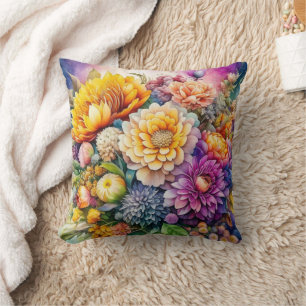 Coussin Jolie aquarelle colorée Ai Fleurs d'Art