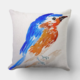 Coussin Jolie aquarelle de printemps de volière d'oiseau