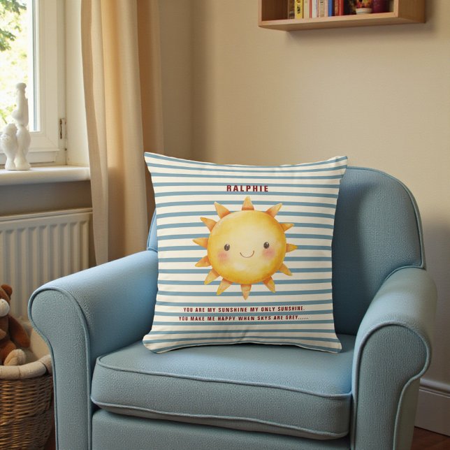 Coussin Jolie aquarelle de soleil avec le texte "Tu es mon (Créateur téléchargé)