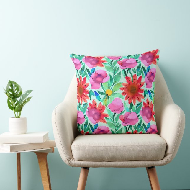 Coussin Jolie aquarelle florale (Chaise)