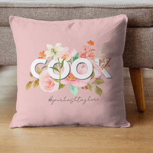 Coussin Jolie aquarelle florale PERSONNALISÉE pour cuisini
