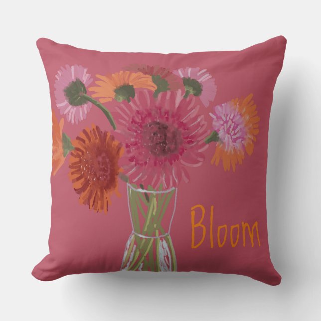 Coussin Jolie Art GerberaFlower Illustration moderne+ Nom (Recto)