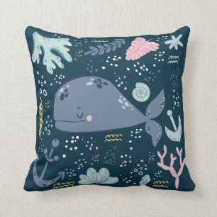 Coussin Jolie baleine couchée Dard sous-marin