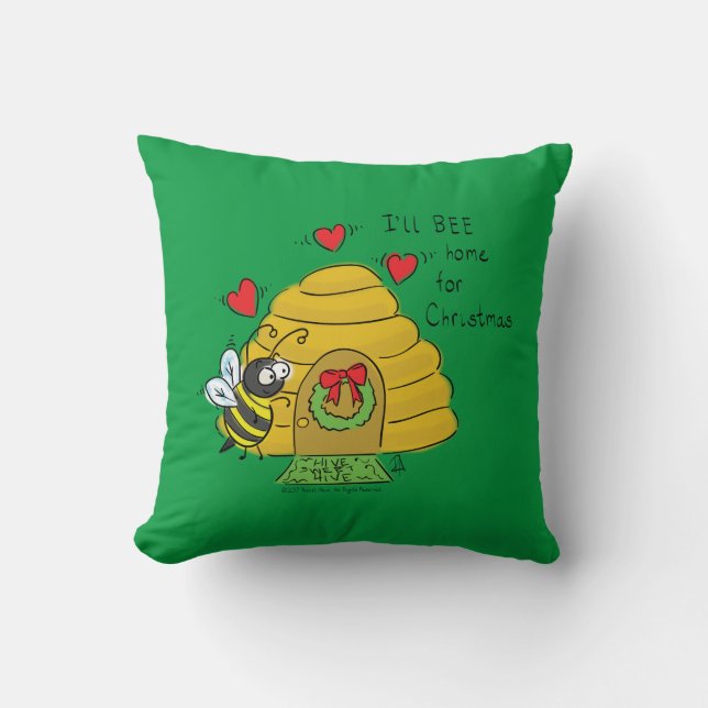 Coussin Jolie Bee Christmas Drôle Cartoon de vacances (Recto)
