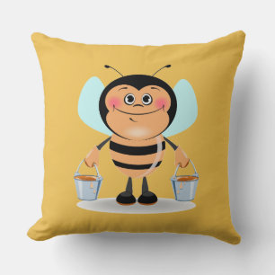 Coussin Jolie bijoux en caricature portant des seaux de mi