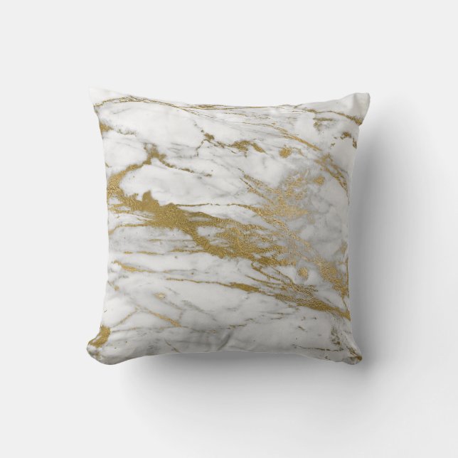 COUSSIN JOLIE BLANC MARBRE D'OR INSPIRÉ CUSHION (Recto)