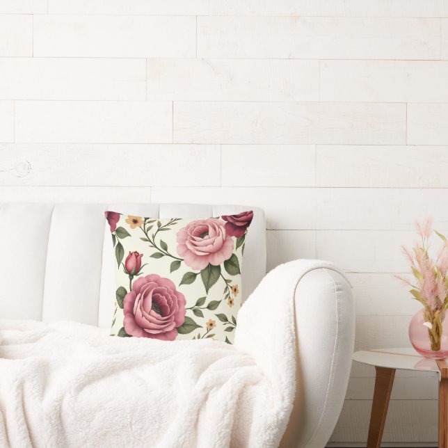 Coussin Jolie Bourgogne et rose (Canapé)