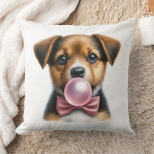 Coussin Jolie Brown chiot rose Cravate de la boule souffla