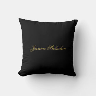 Coussin Jolie calligraphie chic nom noir et or
