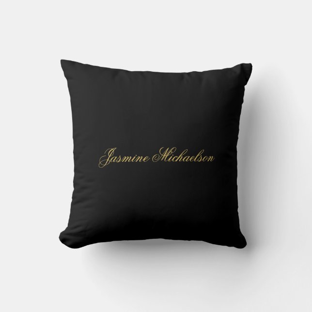 Coussin Jolie calligraphie chic nom noir et or (Recto)