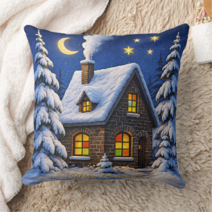 Coussin Jolie carte de vœux de Noël