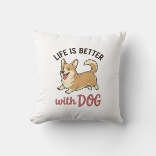 Coussin Jolie conception de la vie de chien Corgi est meil