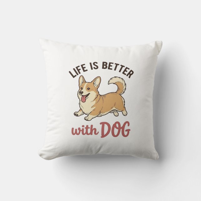Coussin Jolie conception de la vie de chien Corgi est meil (Recto)