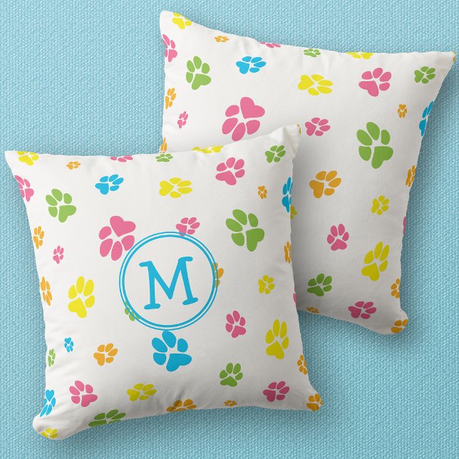Coussin Jolie couleur chien animal de compagnie Empreintes (Créateur téléchargé)
