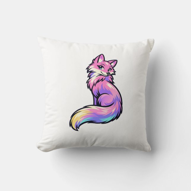 Coussin Jolie couverture arc-en-ciel pastel de renard à l' (Recto)