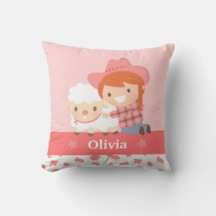 Coussin Jolie Décoration de Chambre de Fille Cow-Girl Heur