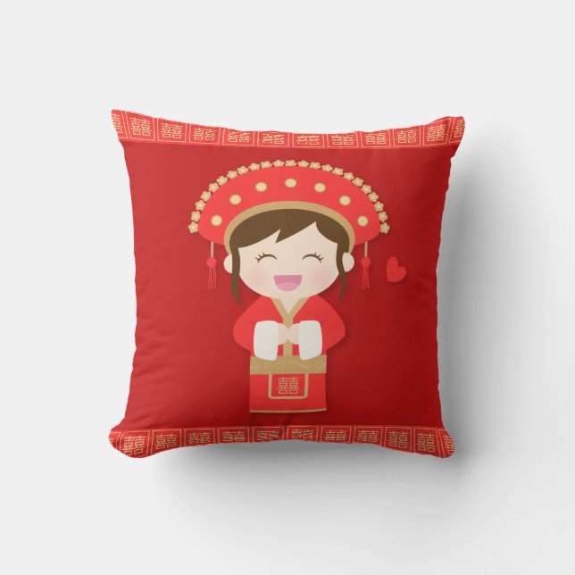 Coussin Jolie Décoration de Mariage de Mariée Traditionnel (Recto)