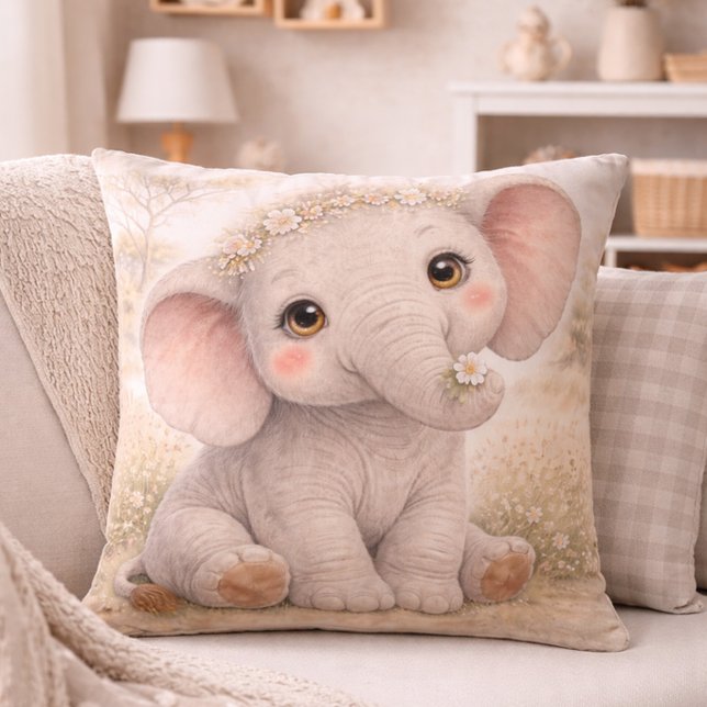 Coussin Jolie éléphant bébé Nursery Neutre  (Créateur téléchargé)