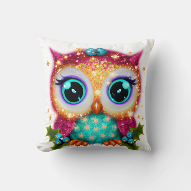 Coussin Jolie et adorable chouette bébé kawaii   (Recto)