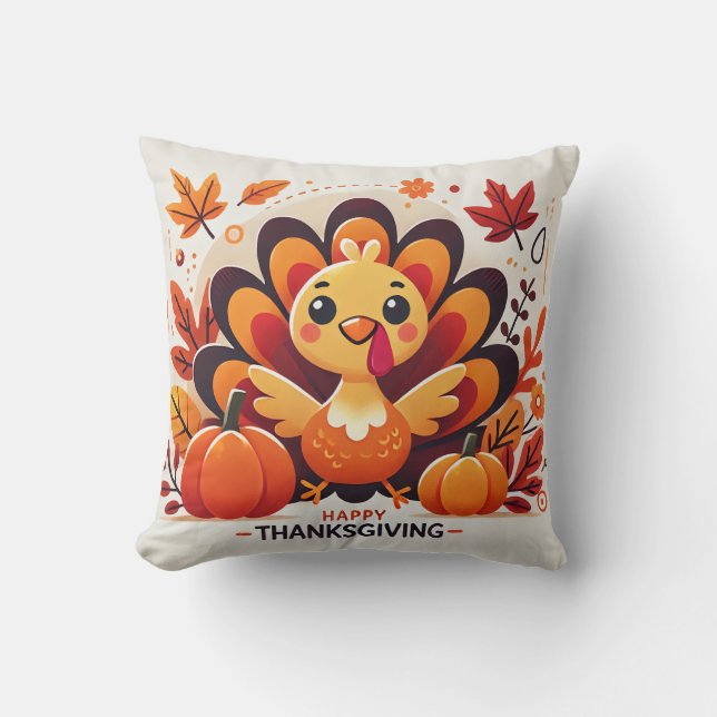 Coussin Jolie et ludique Thanksgiving turkey design Jeter (Recto)