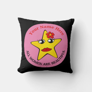 Coussin Jolie étoile jaune Girl Power femmes sont belles